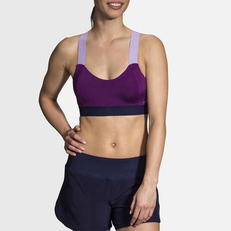 Brooks Women's Hot Sports Running Bra Singapore - Purple (56701-EGAJ)